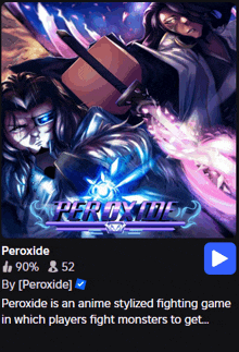 a screenshot of a game called peroxide which is an anime styled fighting game in which players fight monsters