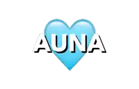 a blue heart with the word auna written on it