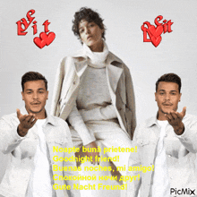 a picture of two men and a woman with the words noapte buna prietenie goodnight friend on it