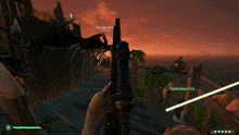 a screenshot of a video game shows a man standing on a bridge with the words hit man nyu on the bottom