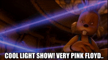 a picture of a cartoon character with the words cool light show very pink floyd