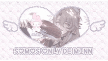 a picture of a boy with the words somos only de minn on the bottom