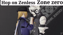a video game called hop on zenless zone zero is being played
