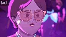 a cartoon of a woman wearing glasses and a necklace with the letters [ as ] above her head