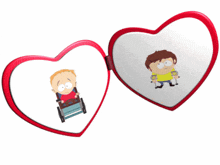 a heart shaped object with a picture of a cartoon character on it