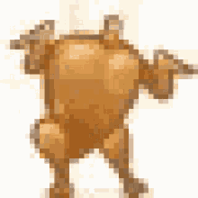a pixelated image of a roasted chicken with its arms outstretched