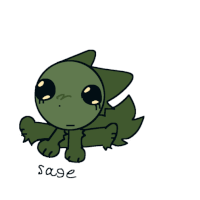 a drawing of a cat with the word sage written below it