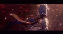 a pixel art of a person with a sword