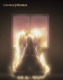 a poster for deiostudios shows a woman in a dress