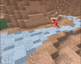 a person in a red cape is walking along a river in a video game