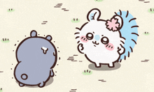 a cartoon drawing of a hippo and a hedgehog standing next to each other