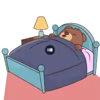 a cartoon of a bear sleeping in a bed