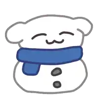 a snowman with a blue scarf around his neck