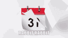 rabbit rabbit first of the month calendar november december