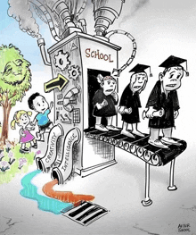 a black and white drawing of a machine with the word school on it