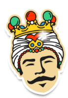 a sticker of a man with a crown and turban on his head