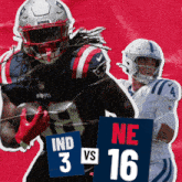 a poster for a football game between the indiana colts and the new england patriots