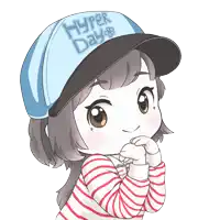 a girl wearing a blue hat that says hyper day
