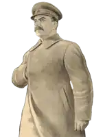 a drawing of a man with a red star on his cap