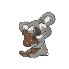 hangouts koala hugging teddy bear