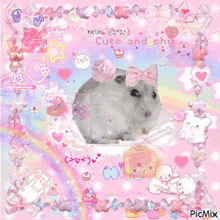 a picture of a hamster with the words cute and shy written on it