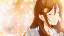 a picture of a girl with the words " cici irl " below her