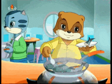 Clever Raccoon Dog Cooking GIF - Clever Raccoon Dog Cooking North Korean Cartoon GIFs