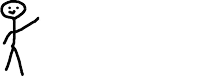 a stick figure with a smile on his face is waving his hand .