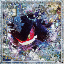 a picture of a cat with a santa hat is displayed on a picture sharing website called picmix