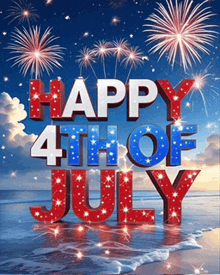a happy 4th of july greeting with fireworks in the background