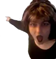 a woman with a surprised look on her face