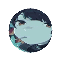 a close up of a person 's face in a circle
