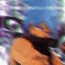 a blurry picture of a person 's face with a purple background
