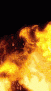 a close up of a fire with a dark background