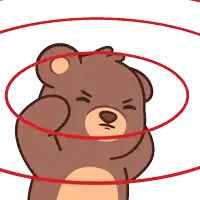 a cartoon of a bear with a red circle around it