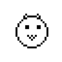 a pixel art drawing of a smiley face with horns and the letter i .