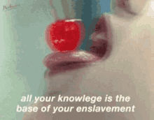 all your knowledge is the base of your enslavement cherry licking eating contemporary art
