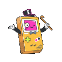 a game boy with a top hat and a cane .
