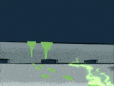 a drawing of a green liquid coming out of a pipe