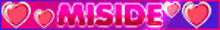 the word inside is surrounded by hearts on a pink background
