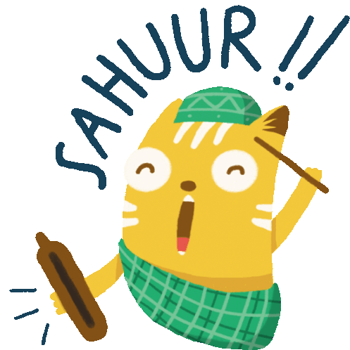 Cat Calling To Wake Up And Eat Sticker - Cat Excited Sahuur Stickers