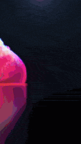 a painting of a pink and purple object against a black background