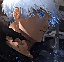 a drawing of a man with white hair and blue eyes says tod on the bottom