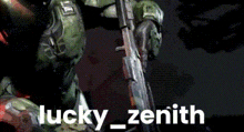 a video game character is holding a rifle and the name lucky_zenith is on the bottom right