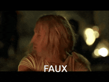 a blurry picture of a man with the word faux on the bottom right