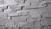 a black and white photo of a brick wall with a lot of bricks