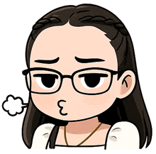 a cartoon of a girl wearing glasses and making a face