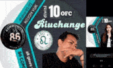 a man sitting in front of a sign that says 10 ofc