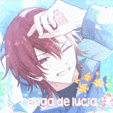 a picture of a boy with red hair and the name renga de lucia on the bottom