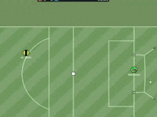 a soccer field with blue scores on it